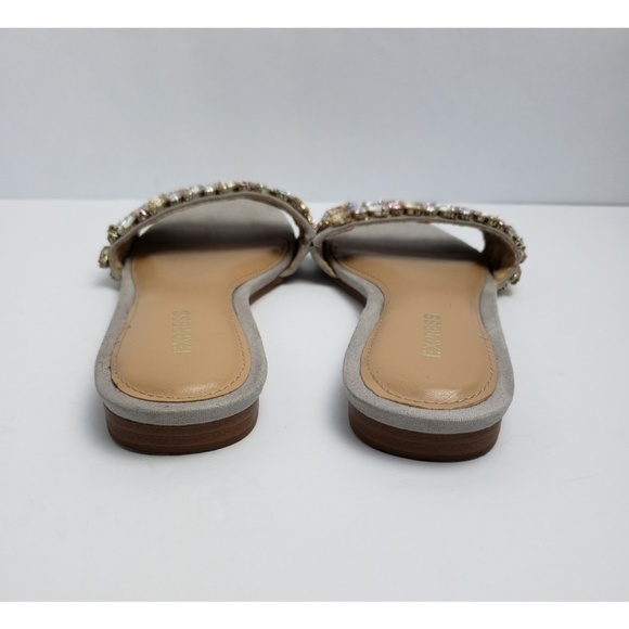 Express Gray Bejeweled Open Front & Back Slides Sandals Women’s‎ Size 6 EUC - Picture 6 of 7